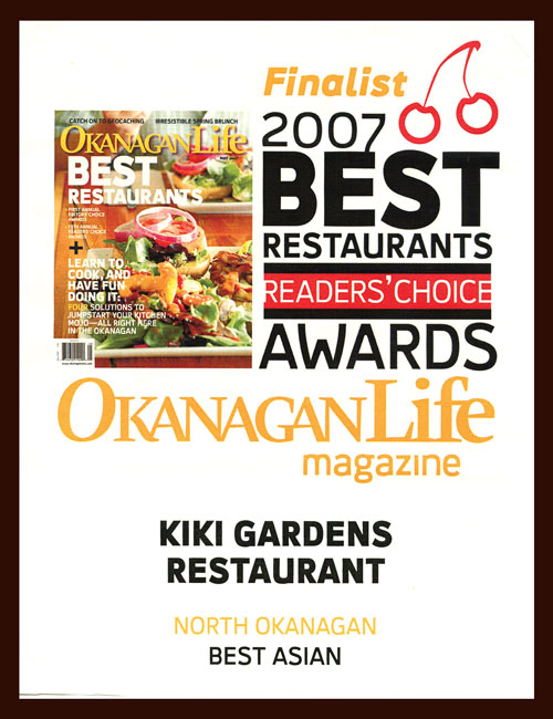 Best Restaurants of the Okanagan - 2007 Best Asian