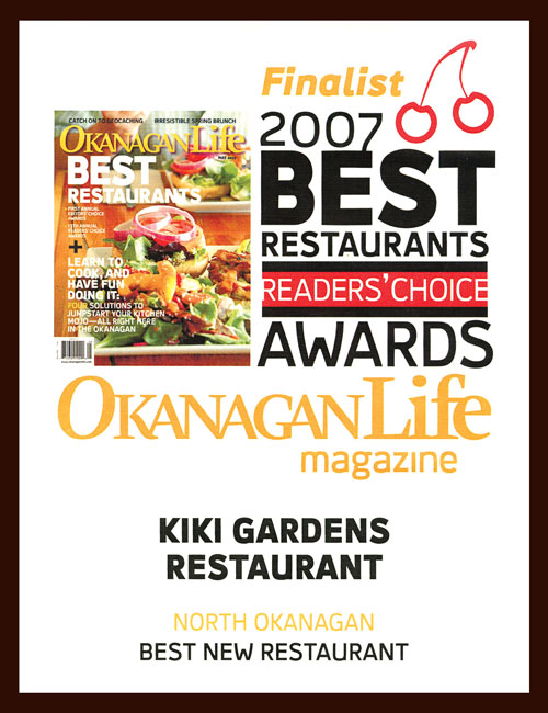 Best Restaurants of the Okanagan - 2007 Best New Restaurant